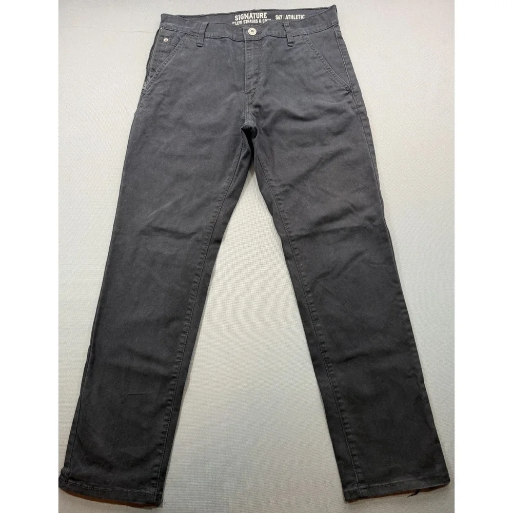 Signature by Levi Strauss S67 Athletic Fit Pants Black Stretch | Men's 32x32